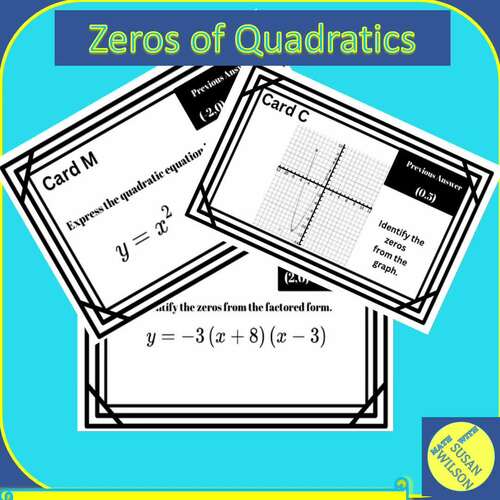 Zeros (Roots/X-Intercepts) of Quadratics Scavenger Hunt Digital & Paper ...