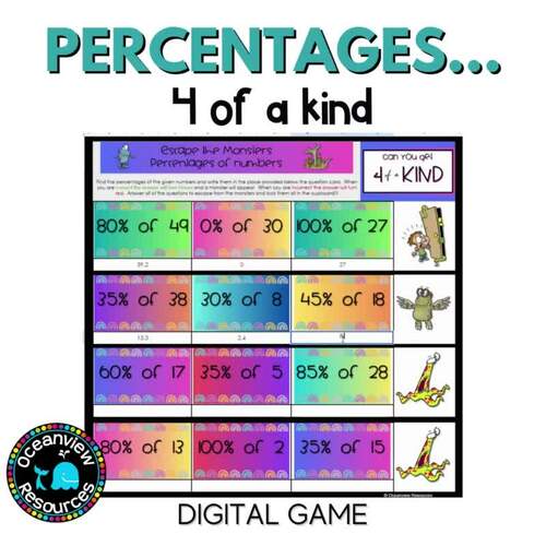 Escape the Monster Math Game: Percentages of Numbers Edition | TPT