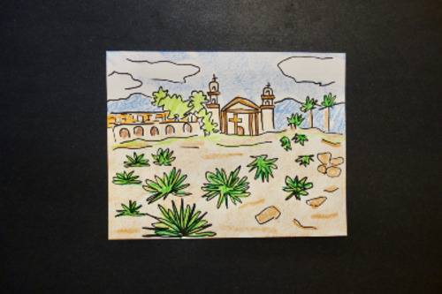 Preview of Let's Draw a CA Mission Composition!   (Santa Barbara landscape)