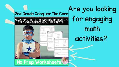 2nd Grade Rectangular Arrays Worksheets | 2.OA.4 No Prep! by Fiddleheads