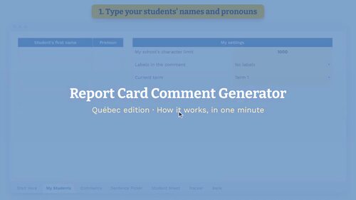 Report Card Comments Québec Grade 4 | Comment Generator and Bank