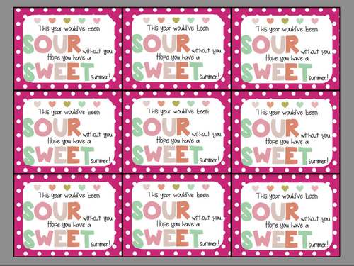 Sour Patch Kids/ Sweet and Sour Candy End of Year Gift Tag | TpT