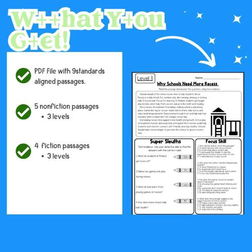 Back to School Close Reading Passages | August Differentiated 1-3 grade ...