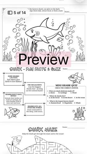 Shark Unit Worksheets | Printable Shark Week Activities | Ocean Unit