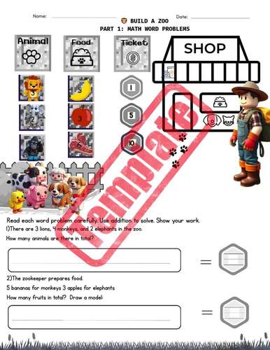 Build a Zoo Roblox Math & Reading Worksheets |Grade 1–3 |Word Problems ...