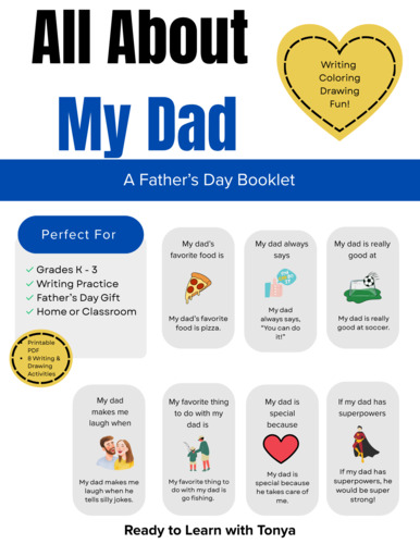 Preview of All About My Dad Father's Day Booklet | Father's Day Writing Activities | Father