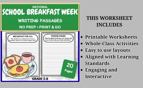 National School Breakfast Week Writing Prompts | Grades 3–8 by ...