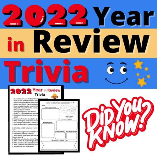 2022 Year in Review Trivia Current Events Quiz Bowl My Year No Prep