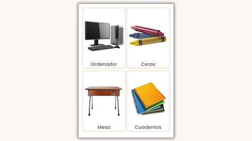 Spanish School Objects Flashcards | Printable Real Photo Vocabulary Cards
