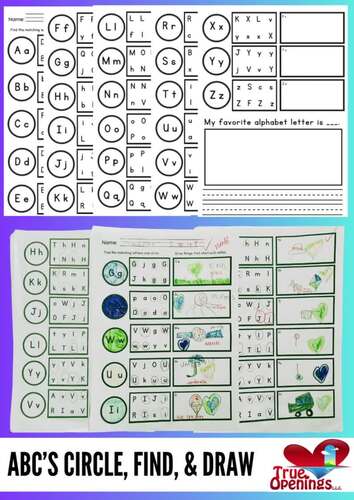 ABC's a to z Circle, Find, & Draw by Shauntaye Jan-Cel | TPT