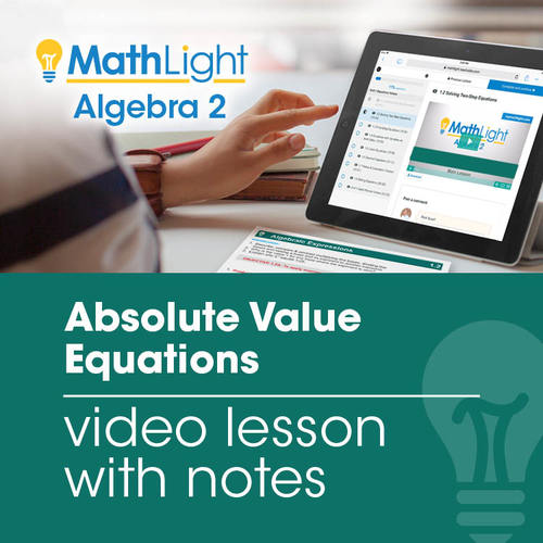 Preview of Absolute Value Equations Video Lesson with Notes