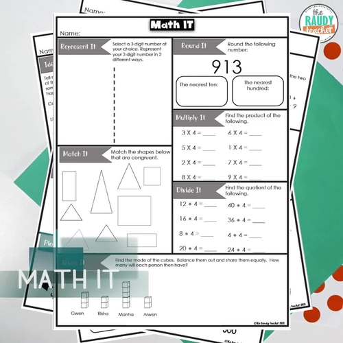 Ontario Daily Math Worksheets - Spiral Math All Strands - Grade 3 - Math It