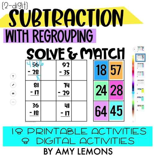 Double Digit Subtraction with Regrouping by Amy Lemons TpT