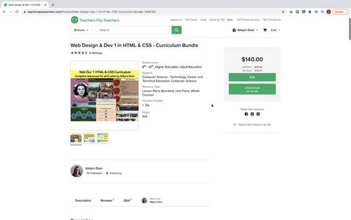 Web Design & Dev 1 in HTML & CSS - Curriculum Bundle by Abby's Door