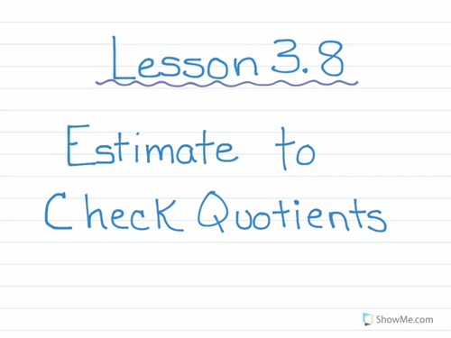 Preview of Distance Learning Math Division Estimate to Check Lesson 3-8 Fourth Grade