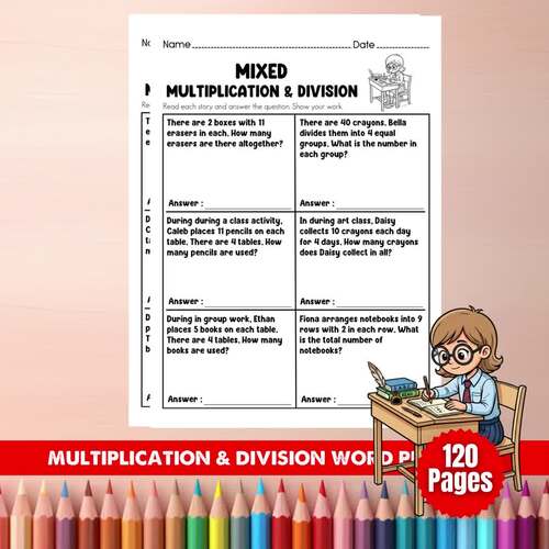 Grade 4 Multiplication & Division Word Problems Bundle | School Math PDF