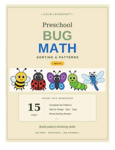 Bug Math Sorting & Patterns |PreschoolPreK Pattern Recognition Sorting ...