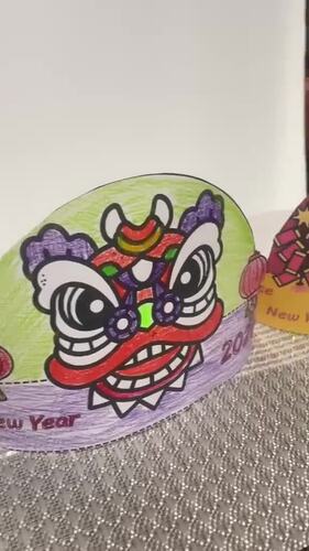 Chinese New Year 2026 Lion Dance Hat Craft | Lunar New Year Headband