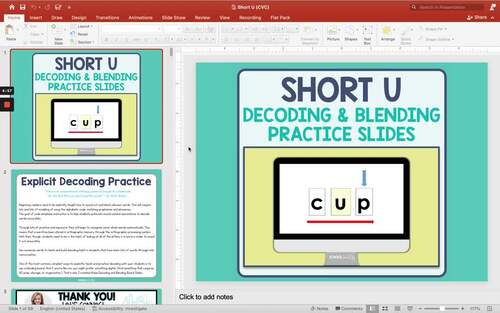 Decoding and Blending Board Slides - Short U - CVC Words by School and ...