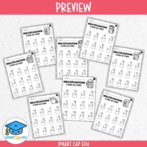 Valentine’s Day Math 2-Digit by 1-Digit Multiplication Practice | Grade 3–4