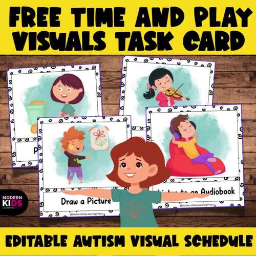 Free Time and Play Visuals Editable Autism Support Task Card TPT