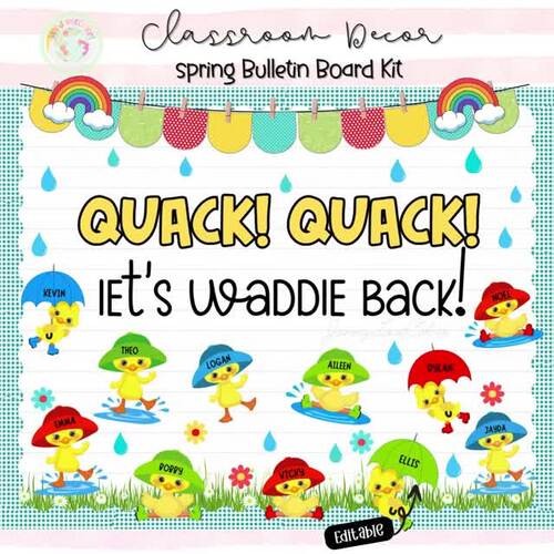 Spring Bulletin Board Kit Ducks Editable Classroom Decor for March Door ...