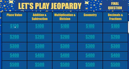 Jeopardy Math Review Game by ABC go Learn | TPT