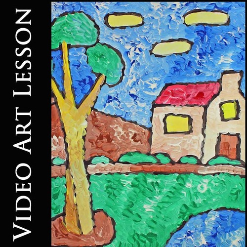 Preview of  IMPRESSIONISTIC LANDSCAPE Art Lesson | Directed Drawing & Painting Art Project