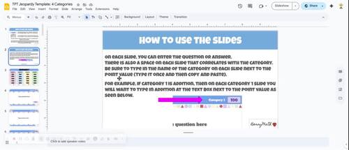 Jeopardy Template: 4 Categories (Google Slides) Prelinked & Editable!