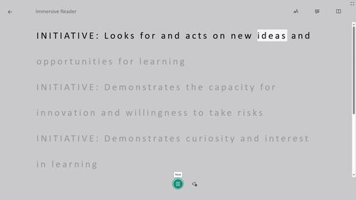 Preview of INITIATIVE - Immersive Reader Screen Capture Video +Learning Skills Rubric