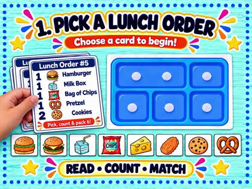 Pack My Lunch Counting Activity | Lunch Box Math Task Cards | Preschool ...