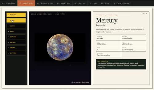 Solar System Field Guide Interactive HTML Lab