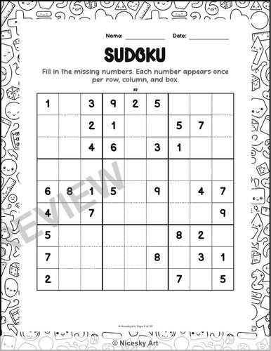 9x9 Sudoku Puzzles | Logic & Critical Thinking Worksheets | 4th Grade