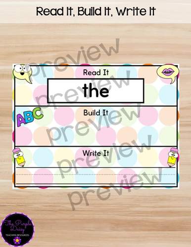 Literacy Center Read It Build It Write It Sight Words Set #2 | TPT