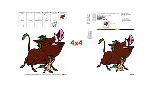 Happy Pumbaa and Timon Disney Lion King embroidery designs - Instant ...
