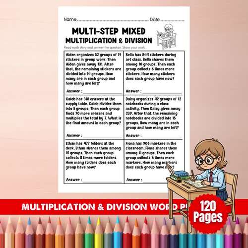 Grade 5 Multiplication & Division Word Problems Bundle | School Math PDF
