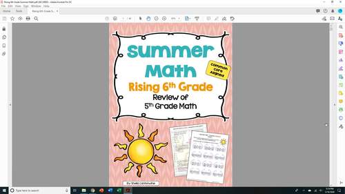 Summer Math Worksheets Review of 5th Grade by Sheila ...