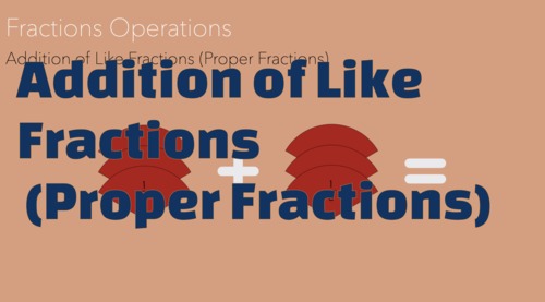 Preview of Montessori Addition of Like Fractions (Proper Fractions) Upper El. Presentation