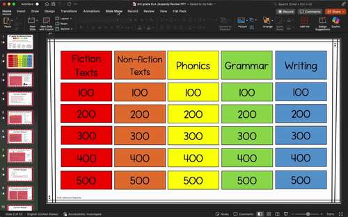 3rd grade End of Year or 4th grade Beginning of Year ELA Review Game ...