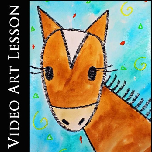 Activity Video Lesson Draw & Watercolor Paint a Cartoon Horse on the Farm