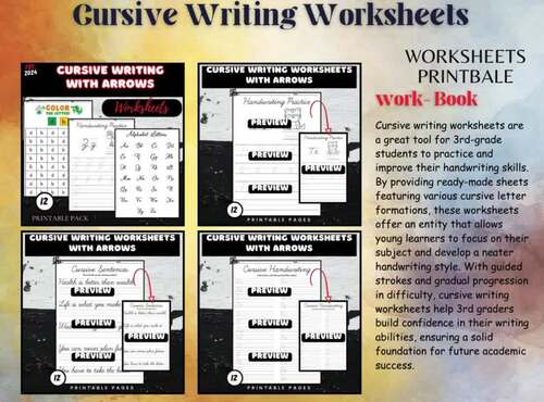 Cursive Writing Worksheets with Arrows by English For Kids ABC | TPT
