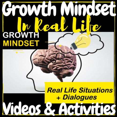 Preview of Life Skills Growth Mindset Real Life Situations Video & Activities