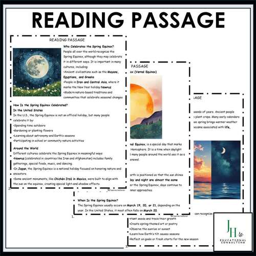 March Spring Equinox Reading Comprehension Activity - Engaging ...
