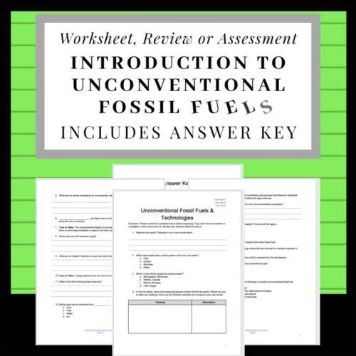Unconventional Fossil Fuels Worksheet or quest for Distance Learning
