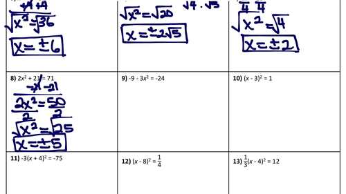 Solving Quadratic Equations Square Root Method Notes Worksheet Video Lesson