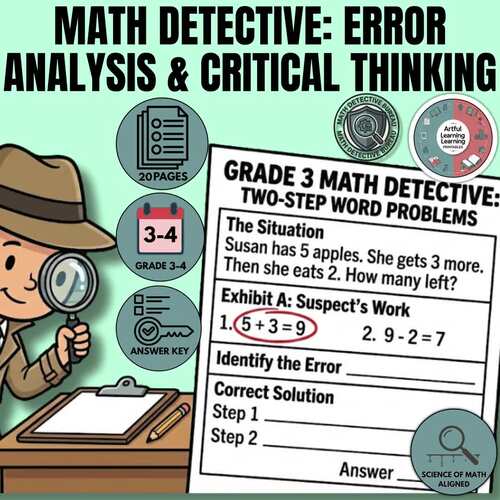 3rd & 4th Grade Two-Step Word Problems Error Analysis Worksheets | No ...