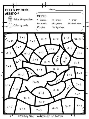 Diwali Math Activity Addition Facts Color by Number by Kelly Malloy