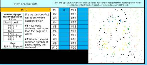 Stem and Leaf Plots 6th Grade Math Pixel Art Activity | TPT