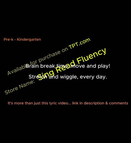 Brain Break Song – Movement Fluency, MP3 + Lyric Video Grades K-1