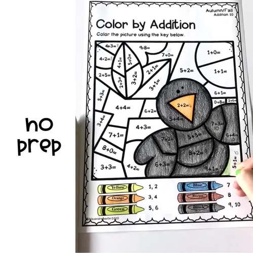 Autumn Fall Color by Code Math Worksheets Bundle by Terrific Teaching ...